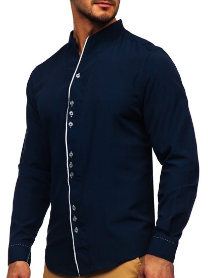 Men's Long Sleeve Shirt Navy Blue Bolf 5720