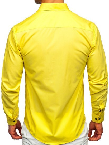 yellow long sleeve collared shirt