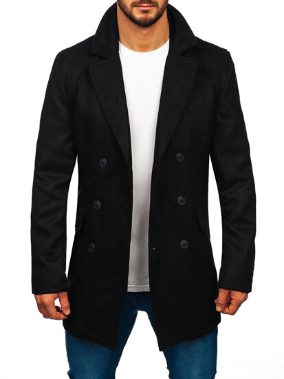 Men’s Longline Double-breasted Winter Coat Black Bolf 79B3A1-073