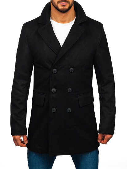 Men’s Longline Double-breasted Winter Coat Black Bolf 79B3A1-073