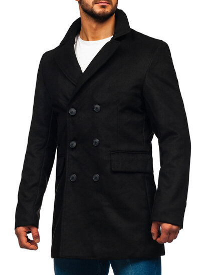 Men’s Longline Double-breasted Winter Coat Black Bolf 79B3A1-073