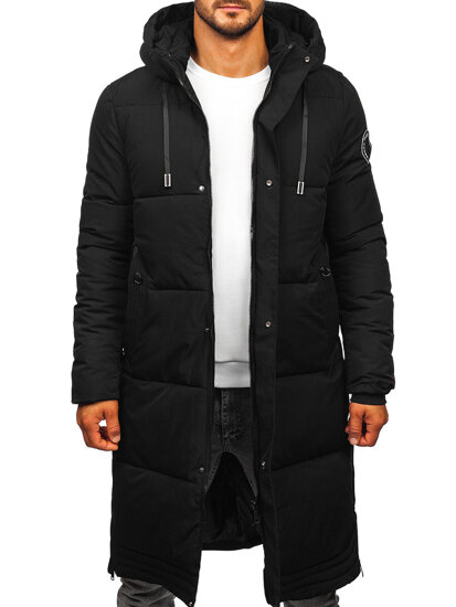 Men’s Longline Quilted Winter Jacket Black Bolf 19M1290