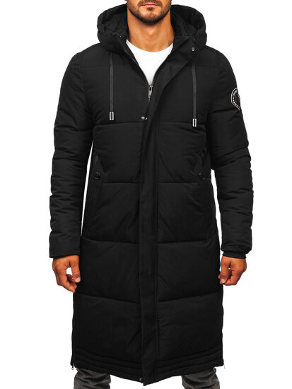 Men’s Longline Quilted Winter Jacket Black Bolf 19M1290