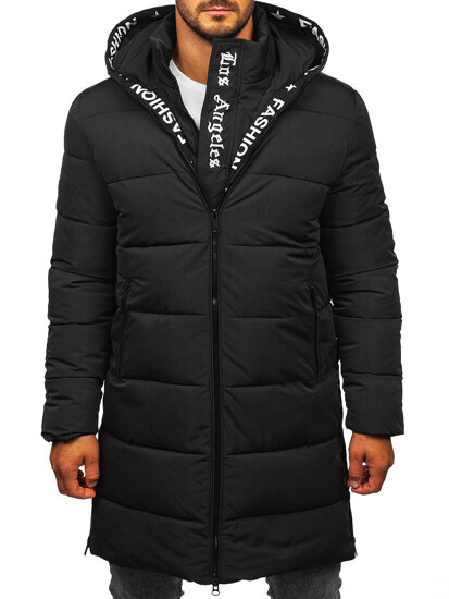 Men’s Longline Quilted Winter Jacket Black Bolf 19M1291