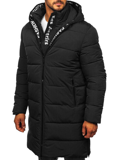 Men’s Longline Quilted Winter Jacket Black Bolf 19M1291