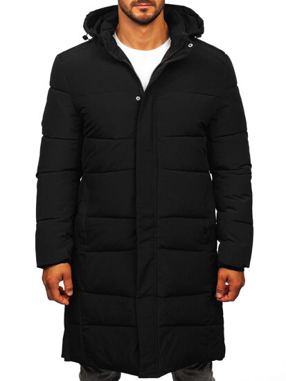 Men’s Longline Quilted Winter Jacket Black Bolf 31M5009