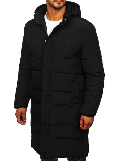 Men’s Longline Quilted Winter Jacket Black Bolf 31M5009