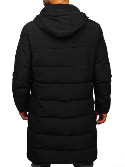 Men’s Longline Quilted Winter Jacket Black Bolf 31M5009