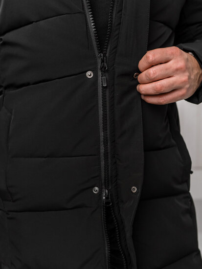 Men’s Longline Quilted Winter Jacket Black Bolf 31M5009A1