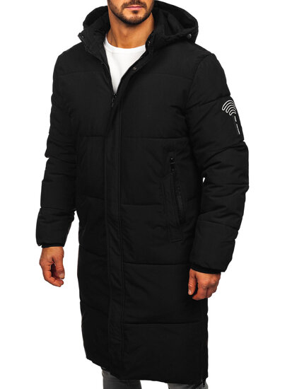 Men’s Longline Quilted Winter Jacket Black Bolf 91M9912