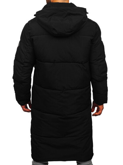 Men’s Longline Quilted Winter Jacket Black Bolf 91M9912