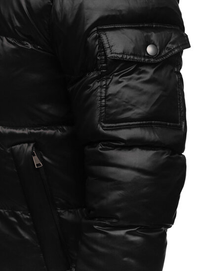 Men’s Longline Quilted Winter Jacket Black Bolf 9971