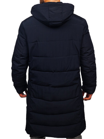 Men’s Longline Quilted Winter Jacket Navy Blue Bolf 31M5009