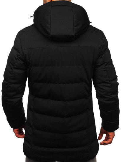 Men’s Longline Winter Jacket with hood Black Bolf 51M2205