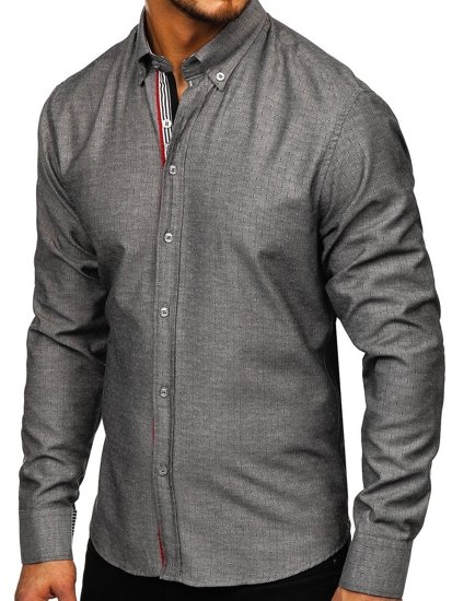 Men's Patterned Long Sleeve Shirt Graphite Bolf 8843