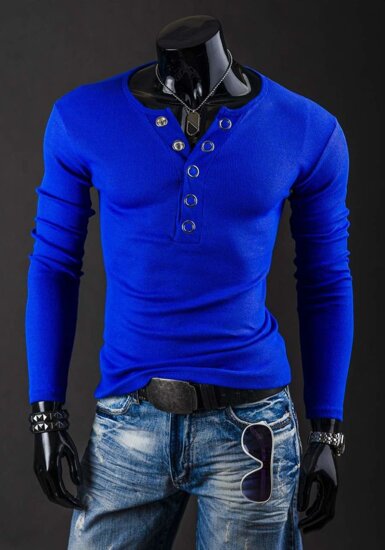 Men's Plain Long Sleeve Top Royal Blue Bolf 145362