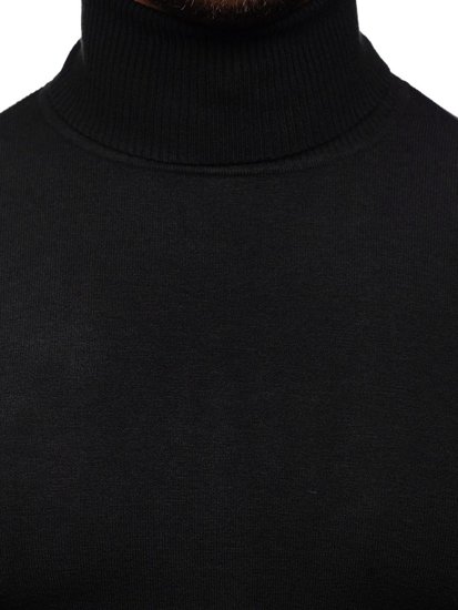 Men's Plain Polo Neck Sweater Black Bolf YY02