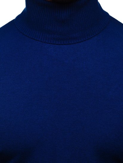 Men's Plain Polo Neck Sweater Blue Bolf YY02