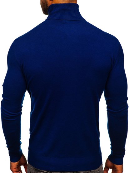 Men's Plain Polo Neck Sweater Blue Bolf YY02