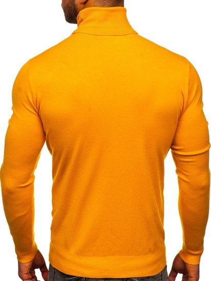 Men's Plain Polo Neck Sweater Yellow Bolf YY02