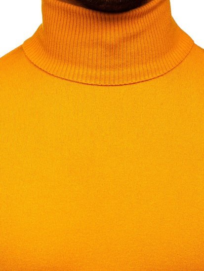 Men's Plain Polo Neck Sweater Yellow Bolf YY02