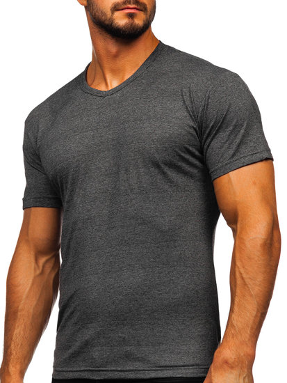 Men's Plain V-neck T-shirt Anthracite Bolf 192131