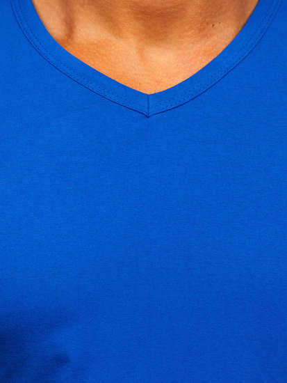 Men's Plain V-neck T-shirt Blue Bolf 192131