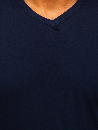 Men's Plain V-neck T-shirt Navy Blue Bolf 192131