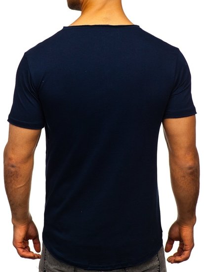 Men's Plain V-neck T-shirt Navy Blue Bolf 4049