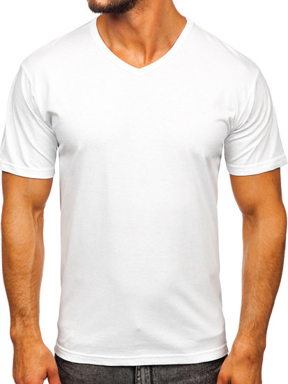 Men's Plain V-neck T-shirt White Bolf 192131