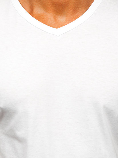 Men's Plain V-neck T-shirt White Bolf 192131