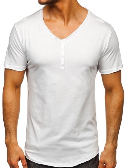 Men's Plain V-neck T-shirt White Bolf 4049