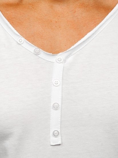 Men's Plain V-neck T-shirt White Bolf 4049