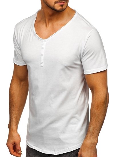 Men's Plain V-neck T-shirt White Bolf 4049