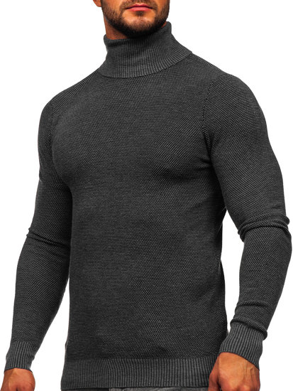 Men's Polo Neck Sweater Anthracite Bolf W2-20125