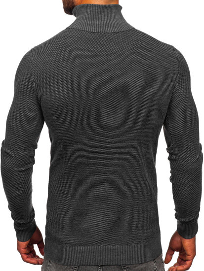 Men's Polo Neck Sweater Anthracite Bolf W2-20125