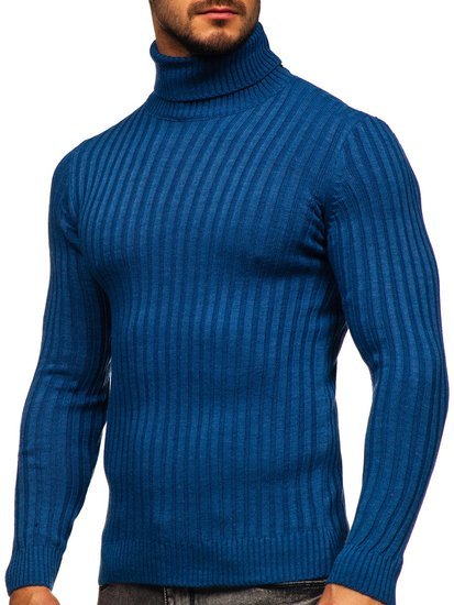 Men's Polo Neck Sweater Blue Bolf 4602