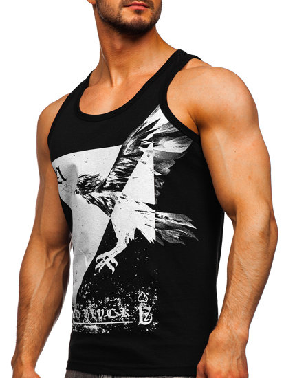 Men's Printed Boxer Tank Top Black Bolf 14829