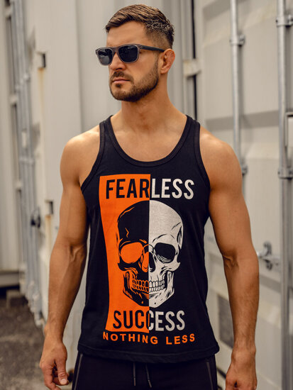 Men's Printed Boxer Tank Top Black Bolf 14841