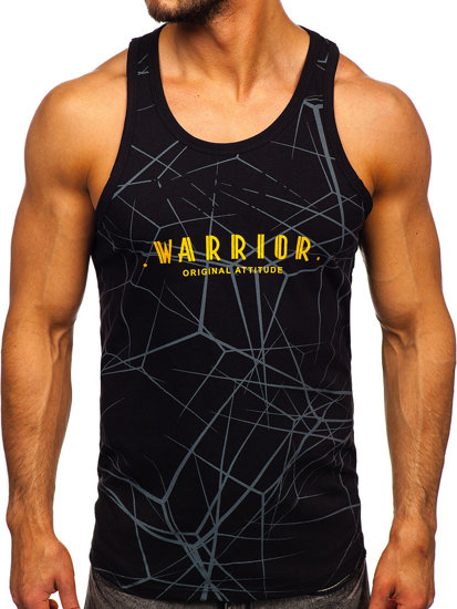 Men's Printed Boxer Tank Top Black Bolf 14845