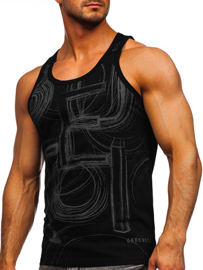 Men's Printed Boxer Tank Top Black Bolf 14846