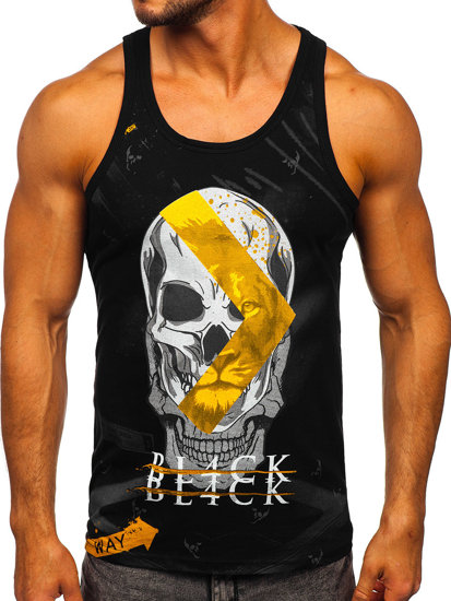 Men's Printed Boxer Tank Top Black Bolf 14847