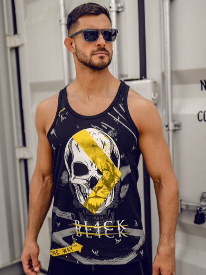 Men's Printed Boxer Tank Top Black Bolf 14847