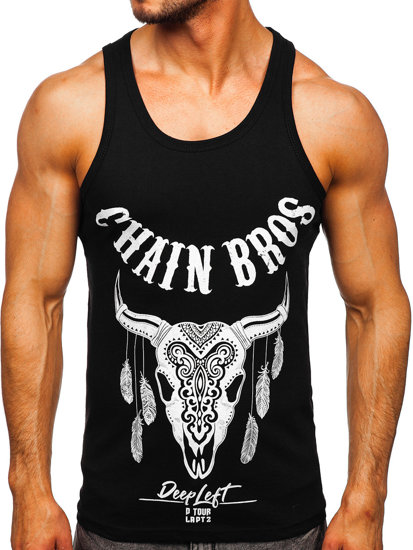 Men's Printed Boxer Tank Top Black Bolf 14848