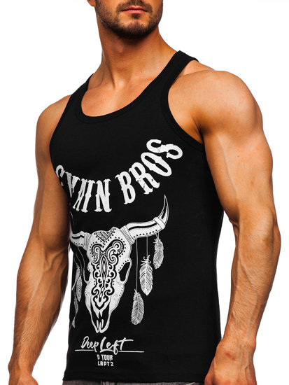 Men's Printed Boxer Tank Top Black Bolf 14848