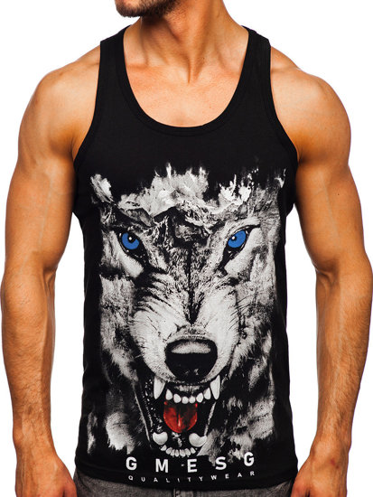 Men's Printed Boxer Tank Top Black Bolf 14850