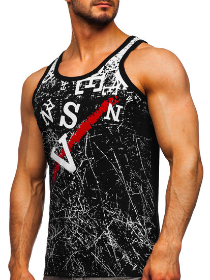 Men's Printed Boxer Tank Top Black Bolf 14853