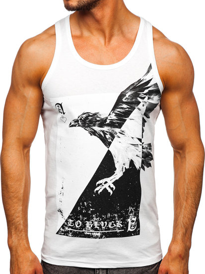 Men's Printed Boxer Tank Top White Bolf 14829