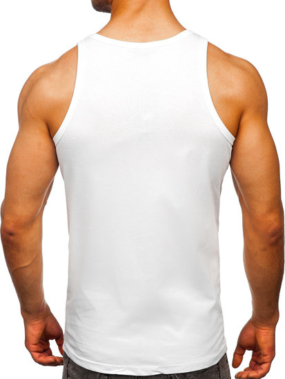 Men's Printed Boxer Tank Top White Bolf 14838