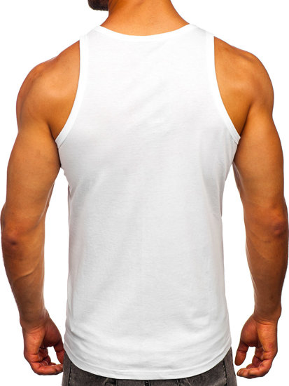 Men's Printed Boxer Tank Top White Bolf 14841